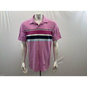 Go Golf Men's Pink Striped Collared Polo Golf Tee